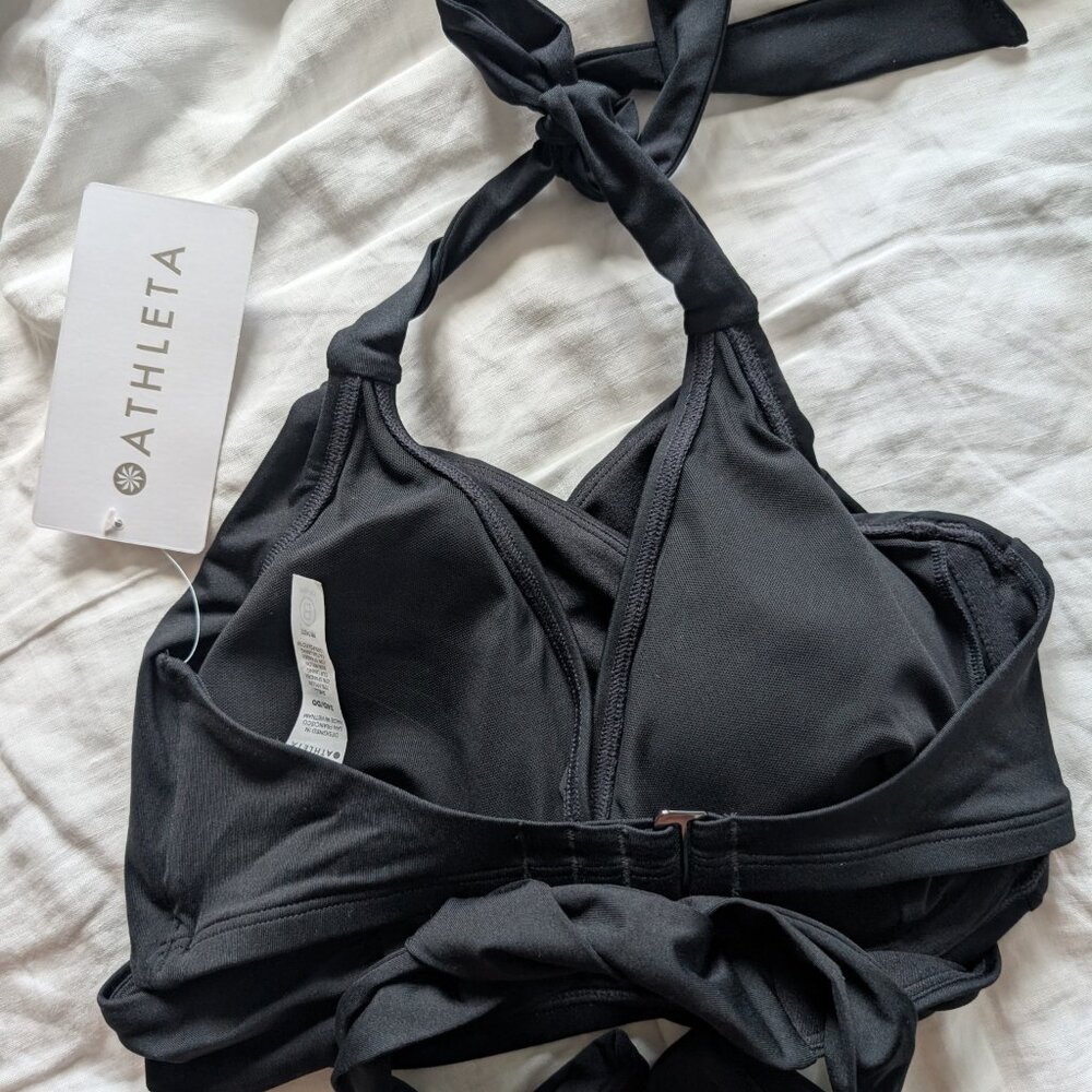 NWT Athleta Wrap Halter Bikini Top • 34D/DD • Black • Underwire Support - Picture 2 of 3